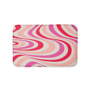 Pink, red and gray abstract retro swirl design bath mat