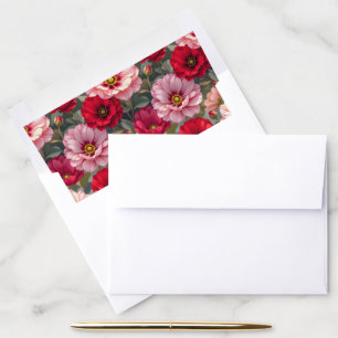 Pink, red and mauve flowers envelope liner