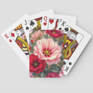 Pink, red and mauve flowers poker cards