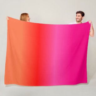 Pink, Red and Orange Gradient fleece blanket
