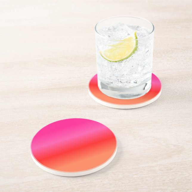 Pink, Red and Orange Gradient Sandstone Coaster (Side)