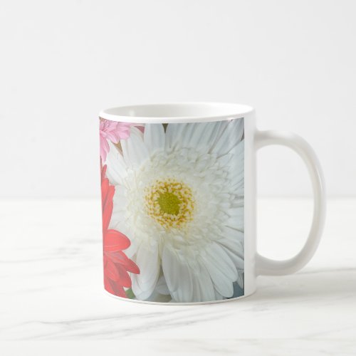 Pink red and white gerber flowers coffee mug