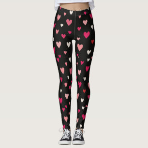 Pink, Red, and White Hearts Leggings