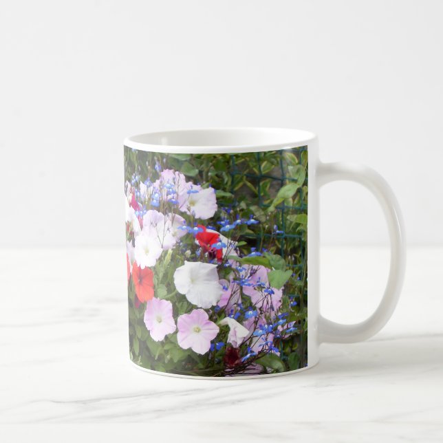 Pink Red and White Petunia Flowery Coffee Mug (Right)