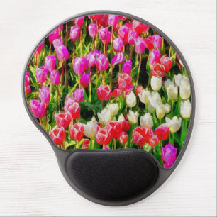 Pink Red and White Tulips from Mt Vernon Gel Mouse Pad
