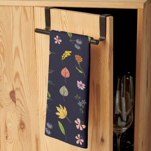 Pink red and yellow aster flower chalkboard kitchen towel