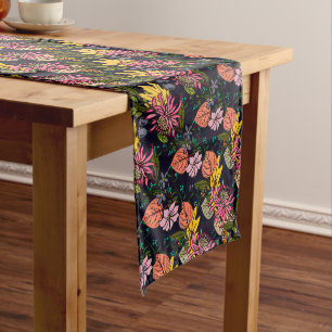 Pink red and yellow aster flower chalkboard medium table runner
