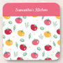 Pink Red and Yellow Tomato Pattern Kitchen Beverage Coaster