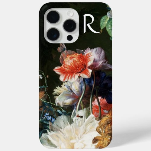 PINK RED ANEMONES WHITE FLOWERSBUTTERFLY MONOGRAM iPhone 15 PRO MAX CASE