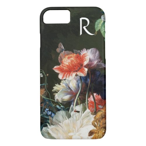 PINK RED ANEMONES WHITE FLOWERSBUTTERFLY MONOGRAM iPhone 87 CASE