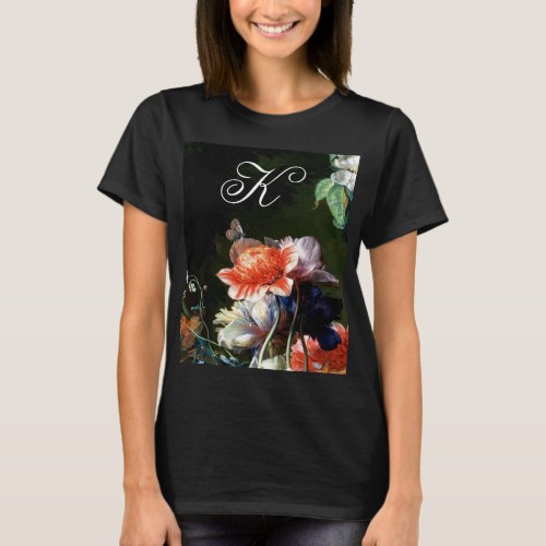 PINK RED ANEMONES WHITE FLOWERSBUTTERFLY MONOGRAM T_Shirt