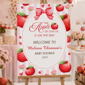 Pink Red Apple Of Our Eye Baby Shower Welcome  Foam Board