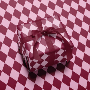 Pink red argyle pattern Wrapping paper
