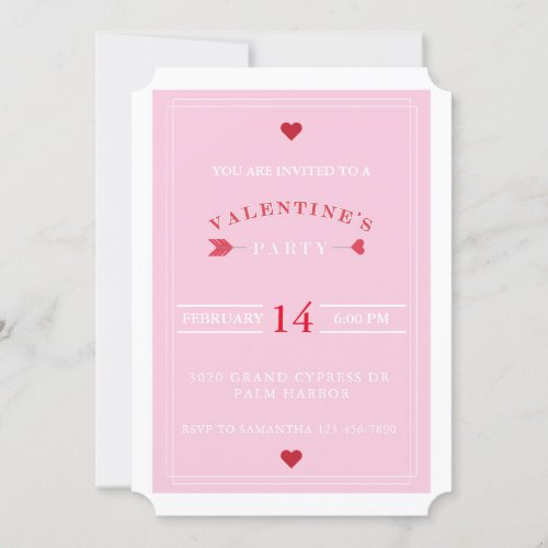 Pink Red Arrow Valentines Day Party Invitation