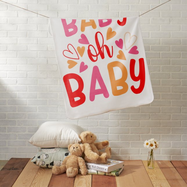 Pink & Red Baby oh Baby Blanket (In Situ)
