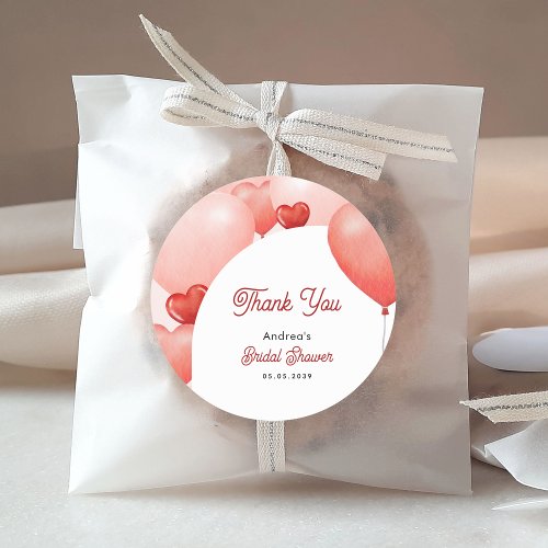 Pink Red Balloons Valentines Day Bridal Shower Classic Round Sticker