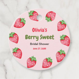 Pink & Red Berry Sweet Strawberry Bridal Shower Favor Tags