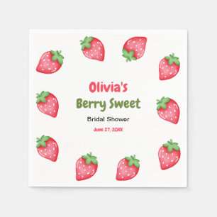 Pink & Red Berry Sweet Strawberry Bridal Shower  Napkins