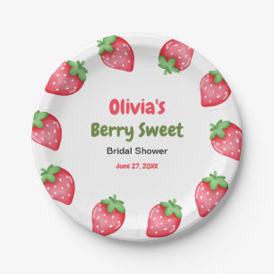 Pink & Red Berry Sweet Strawberry Bridal Shower Paper Plates
