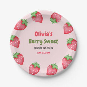 Pink & Red Berry Sweet Strawberry Bridal Shower Paper Plates