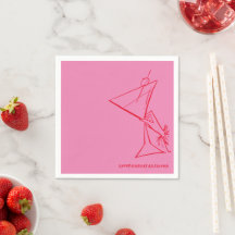 Pink Red Birthday Napkin Modern Sketch