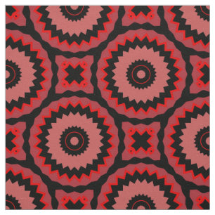 Pink Red Black Boho Ethnic Geometric Pattern Fabric