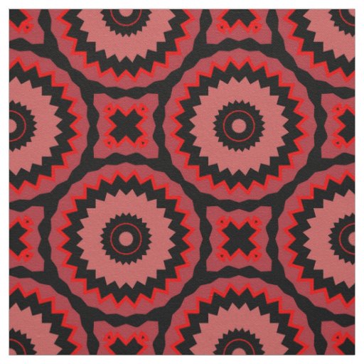 Pink Red Black Boho Ethnic Geometric Pattern Fabric
