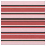 [ Thumbnail: Pink, Red & Black Lined Pattern Fabric ]