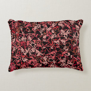 Pink Red Black Triangle Seamless Pattern Accent Pillow