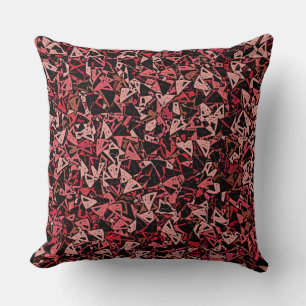 Pink Red Black Triangle Seamless Pattern Throw Pillow