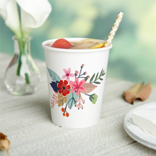 Pink red blue large bouquet of summer flowers paper cups