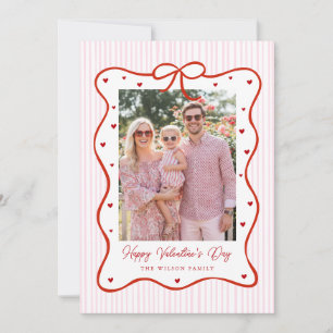 Pink Red Bow Love Happy Valentine's Day Photo Card