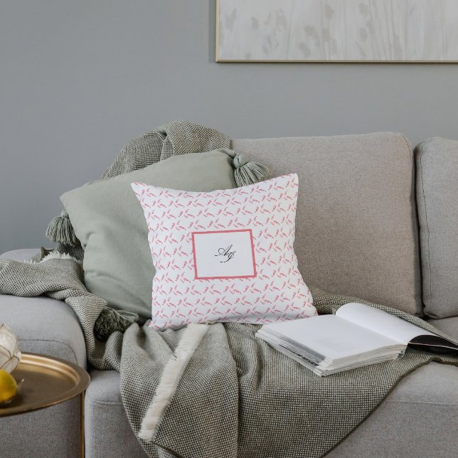 Pink red bright colorful seahorse pattern  throw pillow (Creator Uploaded)