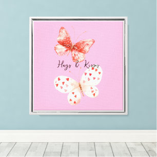 Pink Red Butterflies love Canvas Print