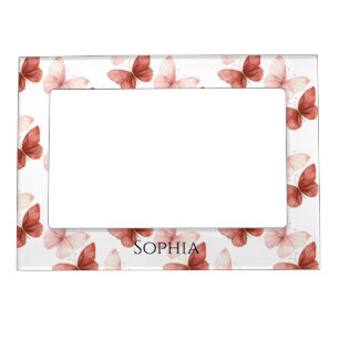 Pink Red Butterflies Magnetic Frame
