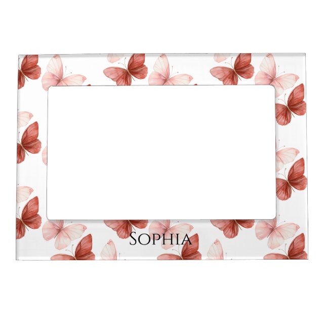 Pink Red Butterflies  Magnetic Frame (Front)