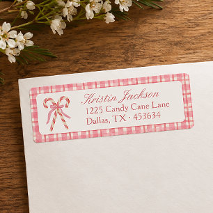 Pink & Red Candy Cane Envelope Return Label