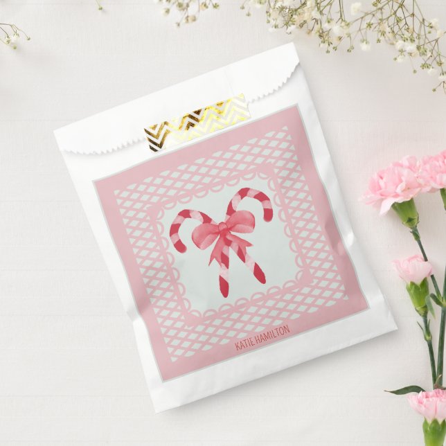Pink & Red Candy Cane Personalized Favor Bag (Sealed)