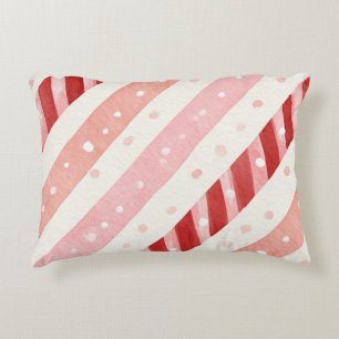 Pink Red Candy Cane Stripes Accent Pillow
