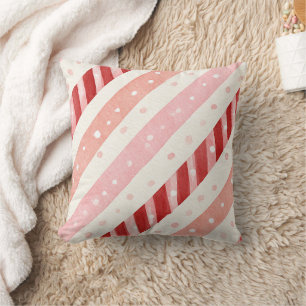 Pink Red Candy Cane Stripes Throw Pillow