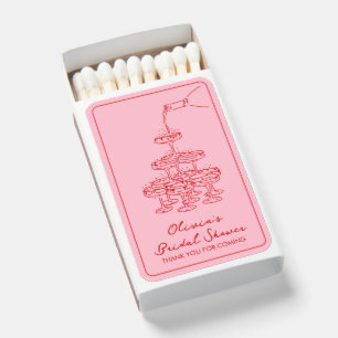 Pink & Red Champagne Tower Bridal Shower Favor Matchboxes