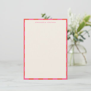 Pink Red Checkerboard Pattern Personalized Name Note Card