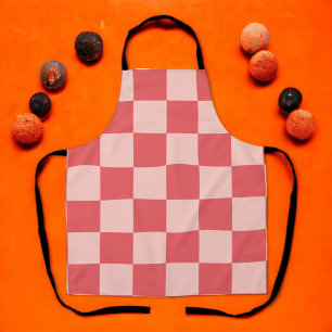 Pink Red Checkered Gingham Pattern Apron