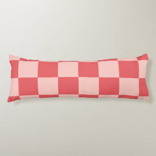 Pink Red Checkered Gingham Pattern Body Pillow