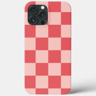 Pink Red Checkered Gingham Pattern iPhone 13 Pro Max Case