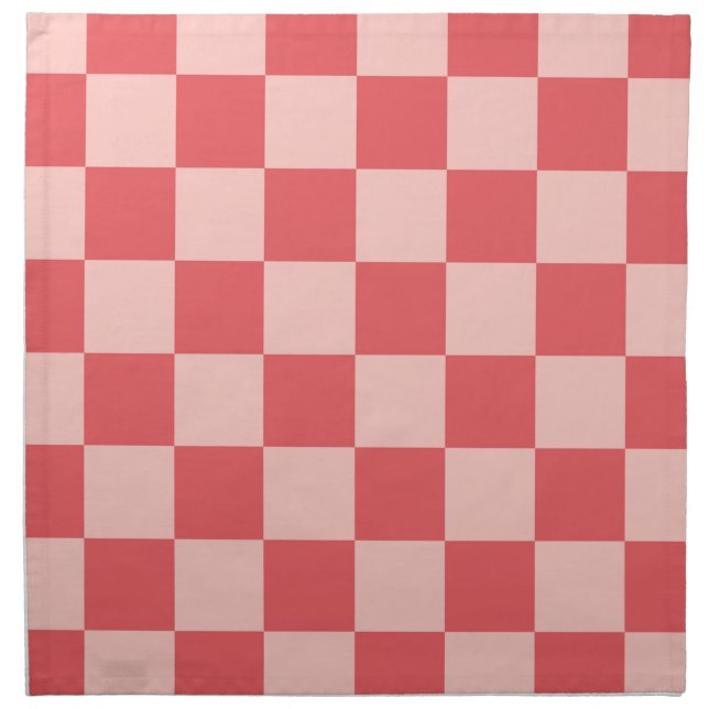 Pink Red Checkered Gingham Pattern Cloth Napkin (Front)