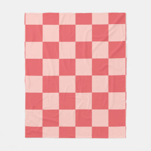 Pink Red Checkered Gingham Pattern Fleece Blanket