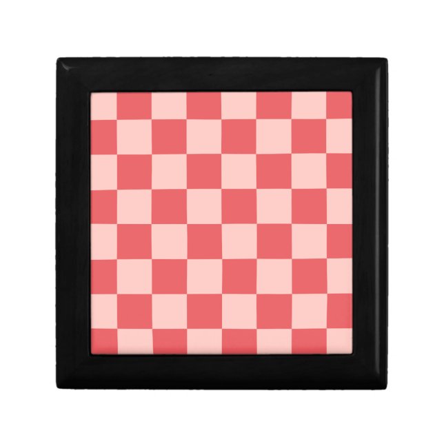 Pink Red Checkered Gingham Pattern Gift Box (Front)