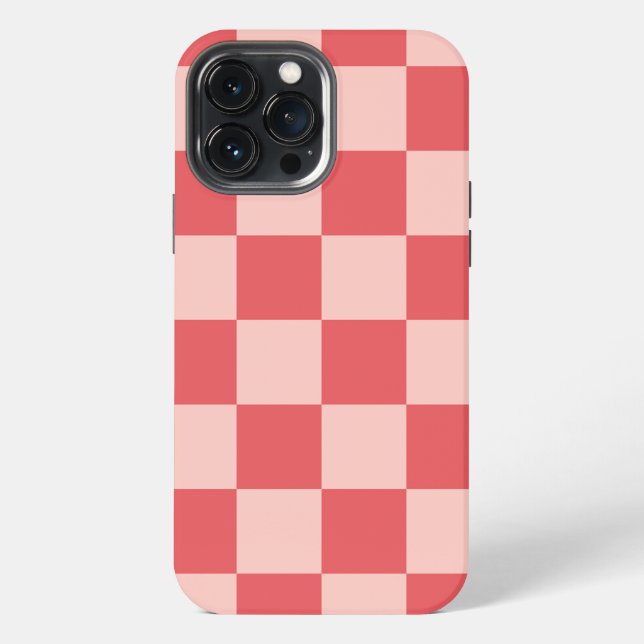 Pink Red Checkered Gingham Pattern Iphone Case (Back)