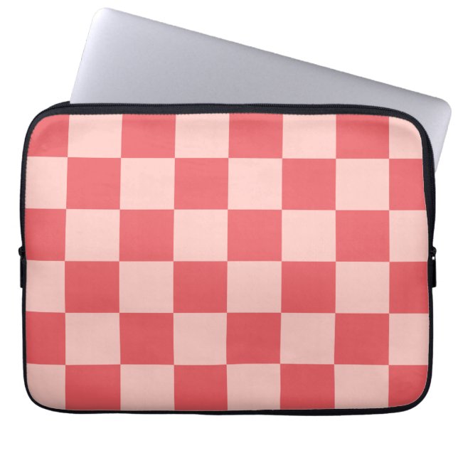 Pink Red Checkered Gingham Pattern Laptop Sleeve (Front)
